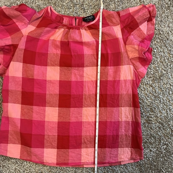 Kate Spade New York pink plaid Picnic woven flutter Sleeve Top size medium - Picture 9 of 9